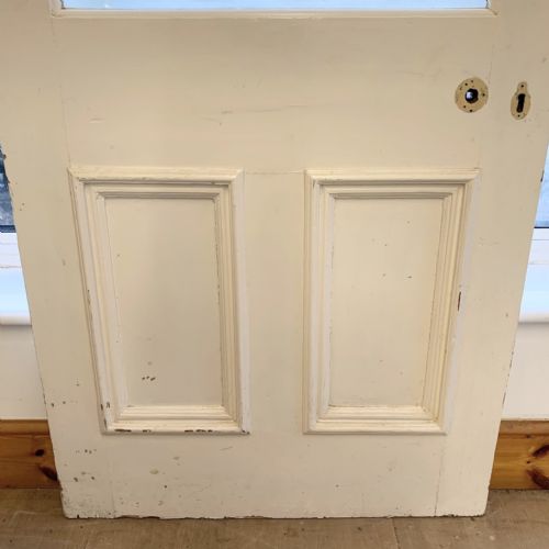 CIRCA 1900 PINE DOOR WITH ACID ETCHED GLASS PANEL SMOKING ROOM - ADDITIONAL PHOTO 2