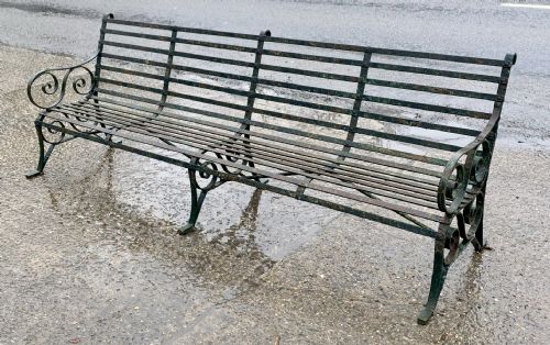 VICTORIAN 8 FEET LONG WROUGHT IRON GARDEN BENCH - ADDITIONAL PHOTO 1