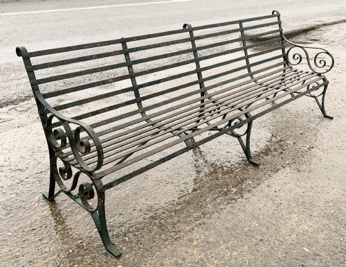 VICTORIAN 8 FEET LONG WROUGHT IRON GARDEN BENCH - ADDITIONAL PHOTO 2