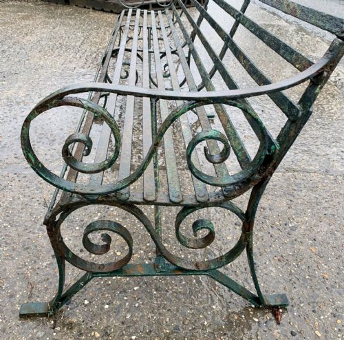 VICTORIAN 8 FEET LONG WROUGHT IRON GARDEN BENCH - ADDITIONAL PHOTO 4