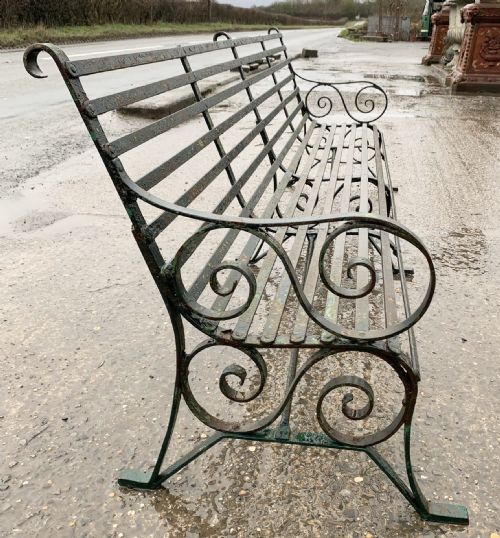 VICTORIAN 8 FEET LONG WROUGHT IRON GARDEN BENCH - ADDITIONAL PHOTO 5