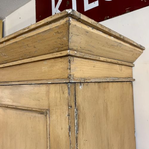 VICTORIAN PAINTED PINE LINEN PRESS WITH ORIGINAL PAINT - ADDITIONAL PHOTO 4