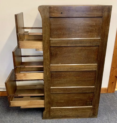 EARLY 20TH CENTURY OAK GLOBE WERNICKE 3 DRAWER FILING CABINET WITH ALL ORIGINAL HARDWARE - ADDITIONAL PHOTO 7