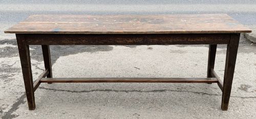 victorian pine refectory table with h stretchers - CATEGORY: ANTIQUE TABLES - DATED VICTORIAN
