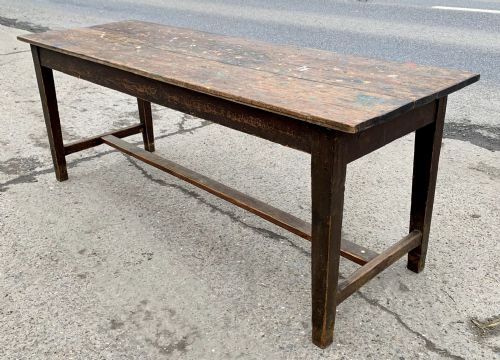 VICTORIAN PINE REFECTORY TABLE WITH H STRETCHERS - ADDITIONAL PHOTO 1