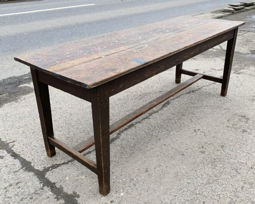 VICTORIAN PINE REFECTORY TABLE WITH H STRETCHERS - ADDITIONAL PHOTO 2