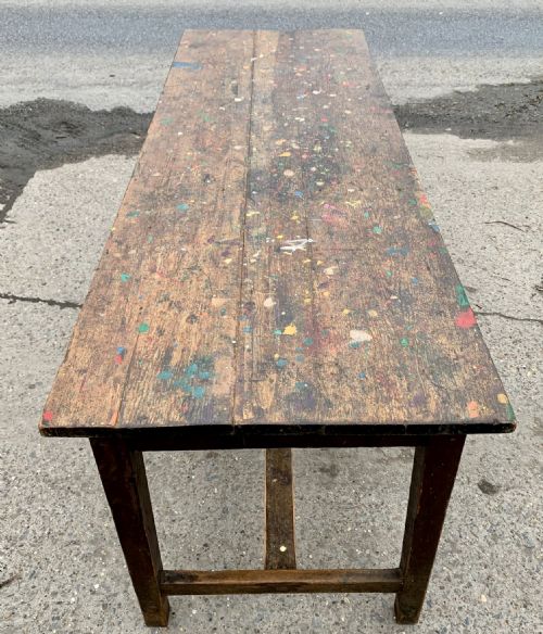 VICTORIAN PINE REFECTORY TABLE WITH H STRETCHERS - ADDITIONAL PHOTO 3