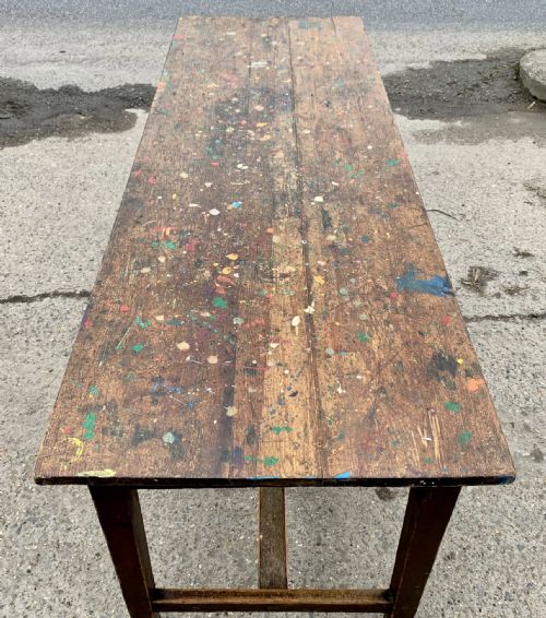 VICTORIAN PINE REFECTORY TABLE WITH H STRETCHERS - ADDITIONAL PHOTO 4