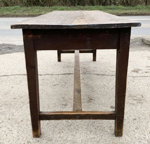 VICTORIAN PINE REFECTORY TABLE WITH H STRETCHERS - ADDITIONAL PHOTO 8