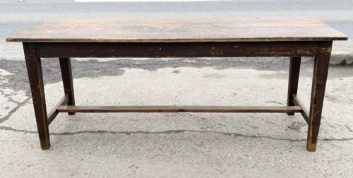 VICTORIAN PINE REFECTORY TABLE WITH H STRETCHERS - ADDITIONAL PHOTO 9