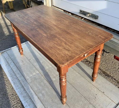victorian pine kitchen table with drawers at both ends - CATEGORY: ANTIQUE TABLES - DATED VICTORIAN