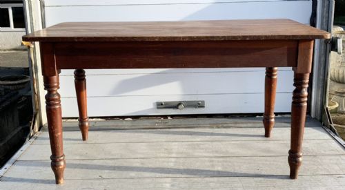 VICTORIAN PINE KITCHEN TABLE WITH DRAWERS AT BOTH ENDS - ADDITIONAL PHOTO 1