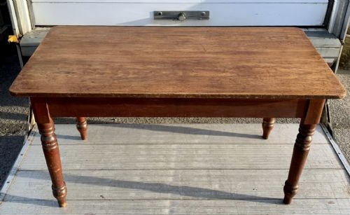 VICTORIAN PINE KITCHEN TABLE WITH DRAWERS AT BOTH ENDS - ADDITIONAL PHOTO 2