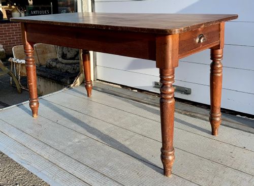 VICTORIAN PINE KITCHEN TABLE WITH DRAWERS AT BOTH ENDS - ADDITIONAL PHOTO 5