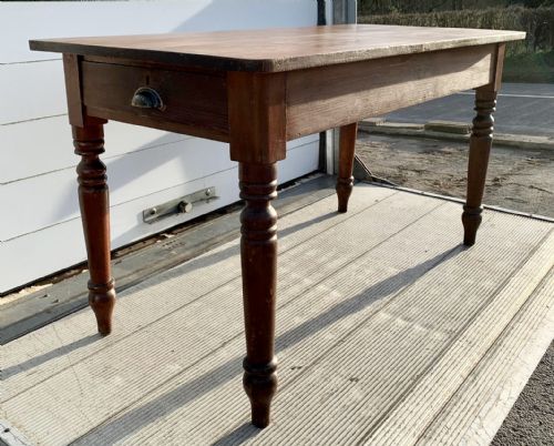 VICTORIAN PINE KITCHEN TABLE WITH DRAWERS AT BOTH ENDS - ADDITIONAL PHOTO 6