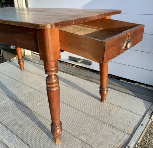 VICTORIAN PINE KITCHEN TABLE WITH DRAWERS AT BOTH ENDS - ADDITIONAL PHOTO 8
