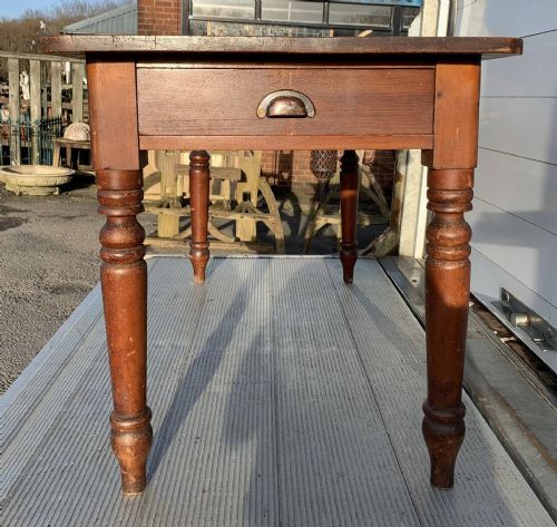 VICTORIAN PINE KITCHEN TABLE WITH DRAWERS AT BOTH ENDS - ADDITIONAL PHOTO 9