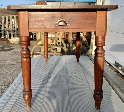 VICTORIAN PINE KITCHEN TABLE WITH DRAWERS AT BOTH ENDS - ADDITIONAL PHOTO 10
