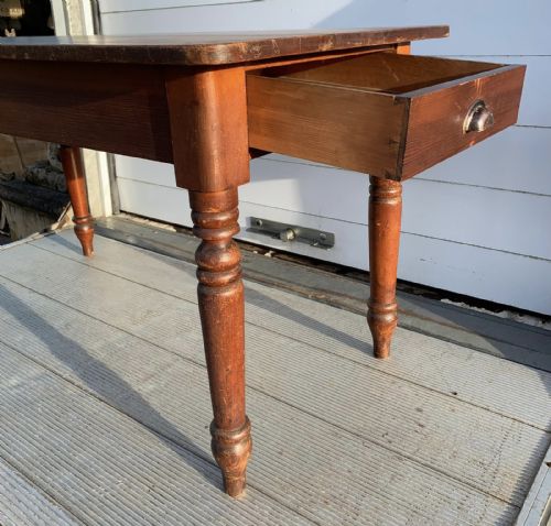 VICTORIAN PINE KITCHEN TABLE WITH DRAWERS AT BOTH ENDS - ADDITIONAL PHOTO 12