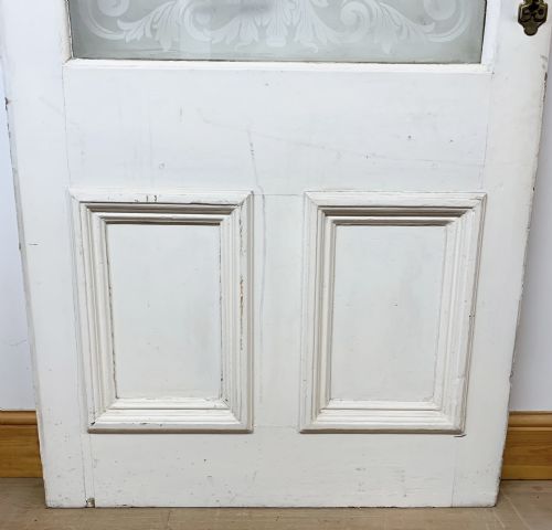 CIRCA 1900 PINE DOOR WITH ACID ETCHED GLASS PANEL SMOKE ROOM TAP ROOM - ADDITIONAL PHOTO 2