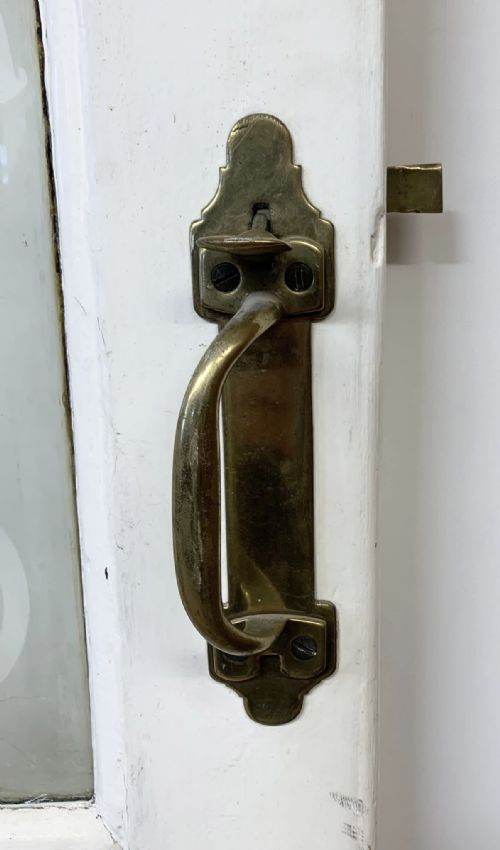 CIRCA 1900 PINE DOOR WITH ACID ETCHED GLASS PANEL SMOKE ROOM TAP ROOM - ADDITIONAL PHOTO 3