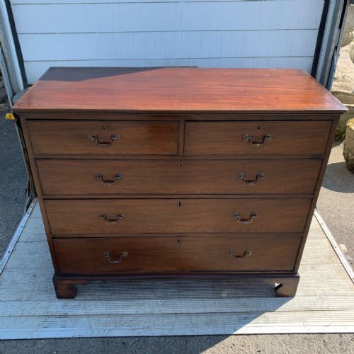 GEORGIAN 1800 MAHOGANY CHEST OF DRAWERS WITH 3 LONG DRAWERS - ADDITIONAL PHOTO 1