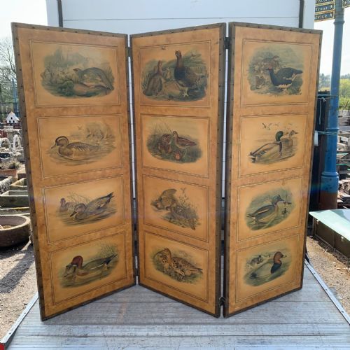 1920's 3 fold screen decorated sold - CATEGORY: ANTIQUE MISCELLANEOUS - DATED 1900