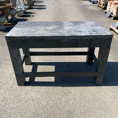 circa 1900 estate made pine table with lead top - CATEGORY: ANTIQUE TABLES - DATED 1900