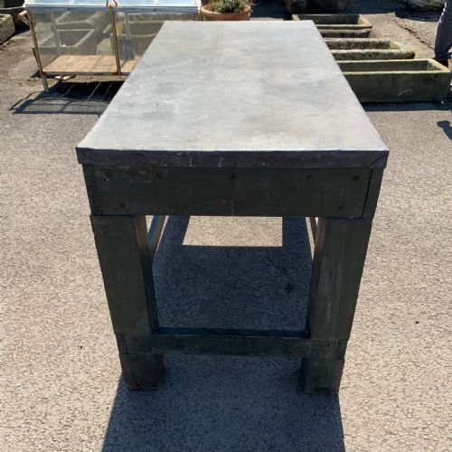 CIRCA 1900 ESTATE MADE PINE TABLE WITH LEAD TOP - ADDITIONAL PHOTO 3