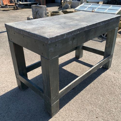 CIRCA 1900 ESTATE MADE PINE TABLE WITH LEAD TOP - ADDITIONAL PHOTO 5