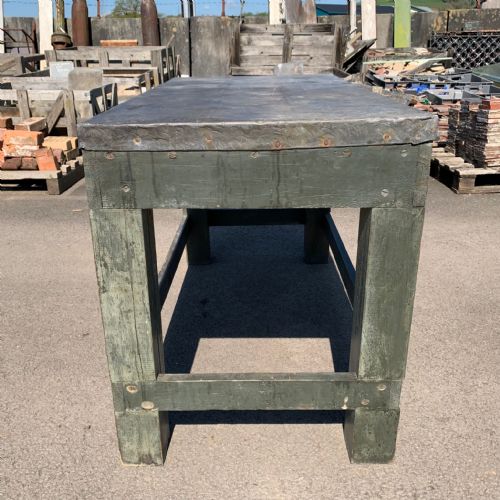 CIRCA 1900 ESTATE MADE PINE TABLE WITH LEAD TOP - ADDITIONAL PHOTO 6