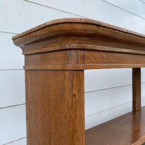 VICTORIAN OAK OPEN LIBRARY BOOKCASE RESERVED - ADDITIONAL PHOTO 4