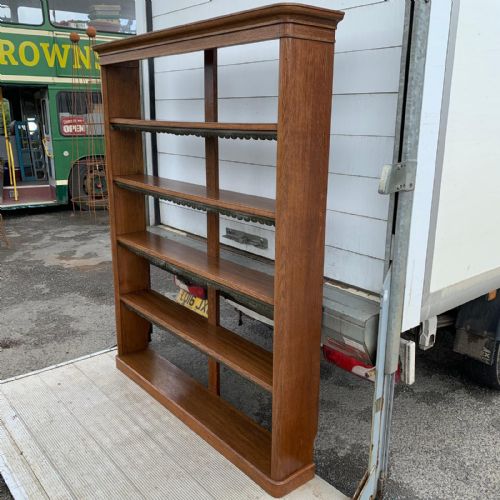 VICTORIAN OAK OPEN LIBRARY BOOKCASE RESERVED - ADDITIONAL PHOTO 5