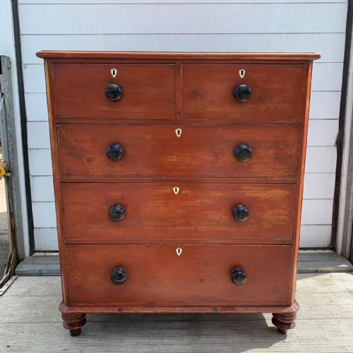 early victorian 1850ish painted pine 23 chest of drawers - CATEGORY: ANTIQUE CHEST OF DRAWERS - DATED VICTORIAN