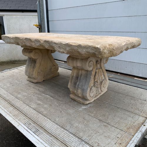 early 19th century hand carved bath stone bench reserved - CATEGORY: ANTIQUE FURNITURE - DATED 19TH CENTURY