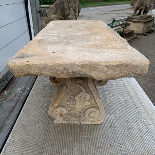 EARLY 19TH CENTURY HAND CARVED BATH STONE BENCH RESERVED - ADDITIONAL PHOTO 2