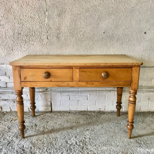 VICTORIAN PINE 2 DRAWER SERVINGSIDE TABLE - ADDITIONAL PHOTO 1