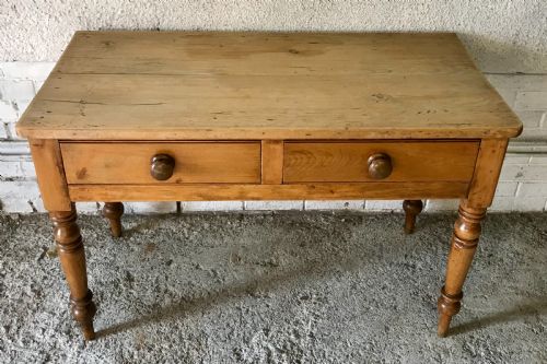 VICTORIAN PINE 2 DRAWER SERVINGSIDE TABLE - ADDITIONAL PHOTO 3