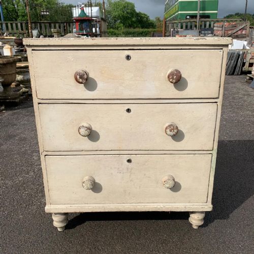 early victorian pine chest of 3 long drawers - CATEGORY: ANTIQUE CHEST OF DRAWERS - DATED VICTORIAN