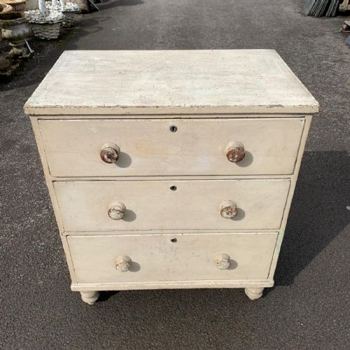 EARLY VICTORIAN PINE CHEST OF 3 LONG DRAWERS - ADDITIONAL PHOTO 1