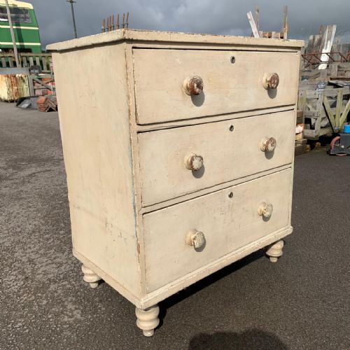 EARLY VICTORIAN PINE CHEST OF 3 LONG DRAWERS - ADDITIONAL PHOTO 8