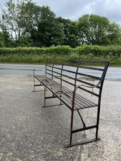 georgian wrought iron strapwork garden bench - CATEGORY: ANTIQUE FURNITURE - DATED 19TH CENTURY