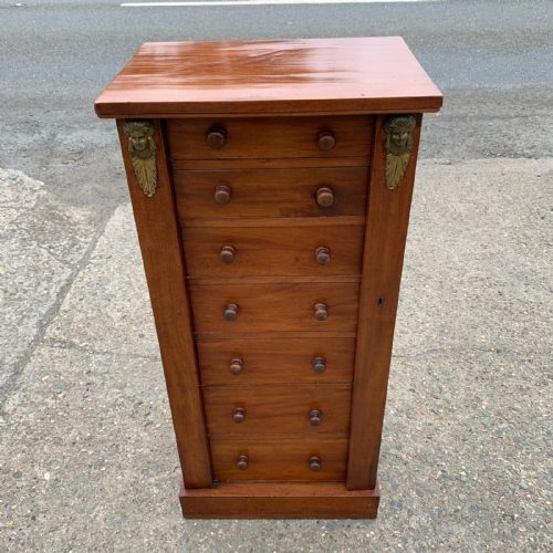 VICTORIAN MAHOGANY WELLINGTON CHEST WITH BRASS CORBELS - ADDITIONAL PHOTO 7