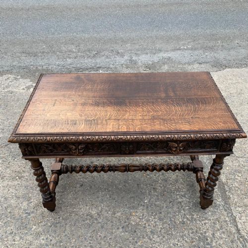 VICTORIAN CARVED OAK TABLE - ADDITIONAL PHOTO 2