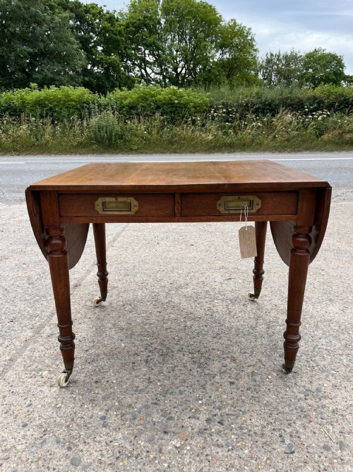 VICTORIAN OAK DROP FLAP CAMPAIGN TABLE RESERVED - ADDITIONAL PHOTO 1
