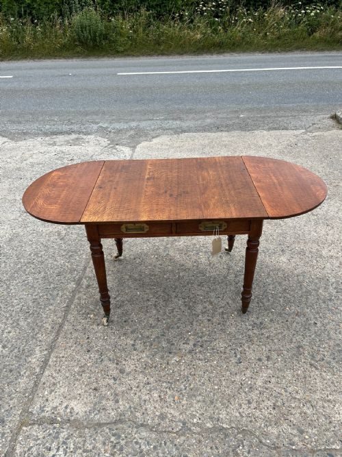 VICTORIAN OAK DROP FLAP CAMPAIGN TABLE RESERVED - ADDITIONAL PHOTO 3