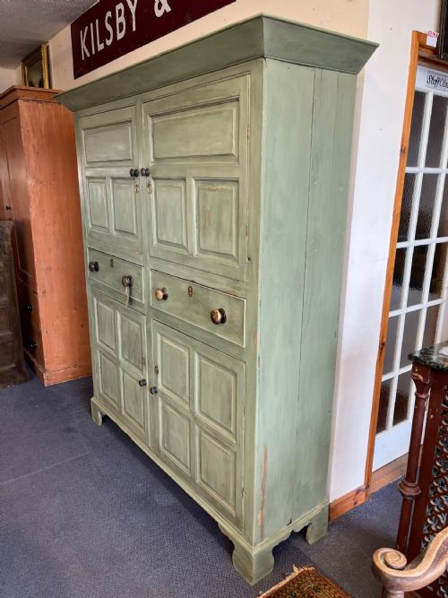 CIRCA 1800 GEORGIAN PAINTED PINE HOUSEKEEPERS CUPBOARD - ADDITIONAL PHOTO 3