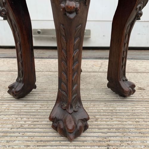 PAIR OF 19TH CENTURY CHINESE CARVED HARDWOOD PLANT STANDS SIDE TABLES WITH MARBLE TOP - ADDITIONAL PHOTO 2