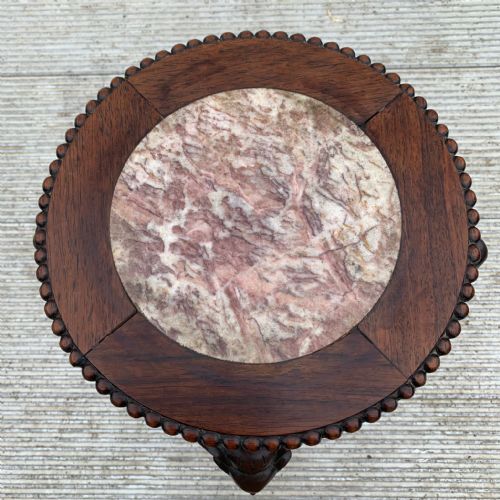 PAIR OF 19TH CENTURY CHINESE CARVED HARDWOOD PLANT STANDS SIDE TABLES WITH MARBLE TOP - ADDITIONAL PHOTO 6