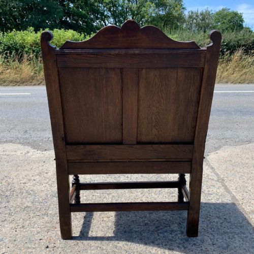 VICTORIAN CARVED OAK HALL BENCH - ADDITIONAL PHOTO 7